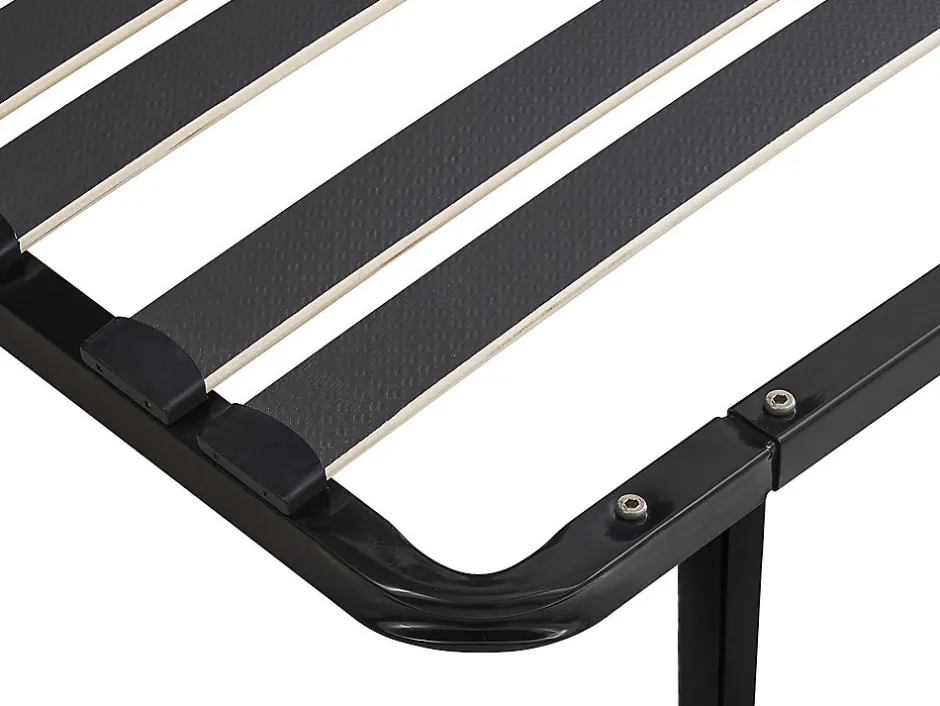 Vente-unique Sommier cadre à lattes 160 x 200 cm - 2 x 15 lattes - 3 zones soutien lombaire renforcé - Avec pied - Noir - CERRISI de YSMÉE