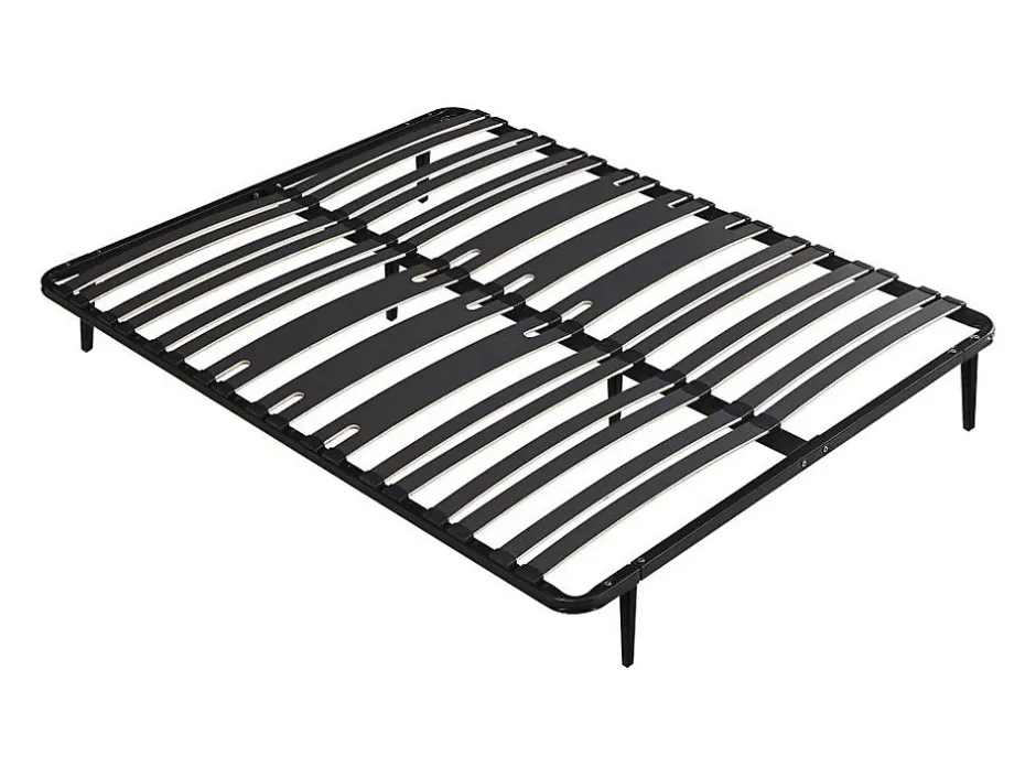 Vente-unique Sommier cadre à lattes 160 x 200 cm - 2 x 15 lattes - 3 zones soutien lombaire renforcé - Avec pied - Noir - CERRISI de YSMÉE