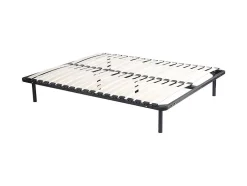 Vente-unique Sommier cadre à lattes 120 x 190 cm - 2x19 lattes - Avec pieds - Noir - KALISTA de YSMÉE Sale