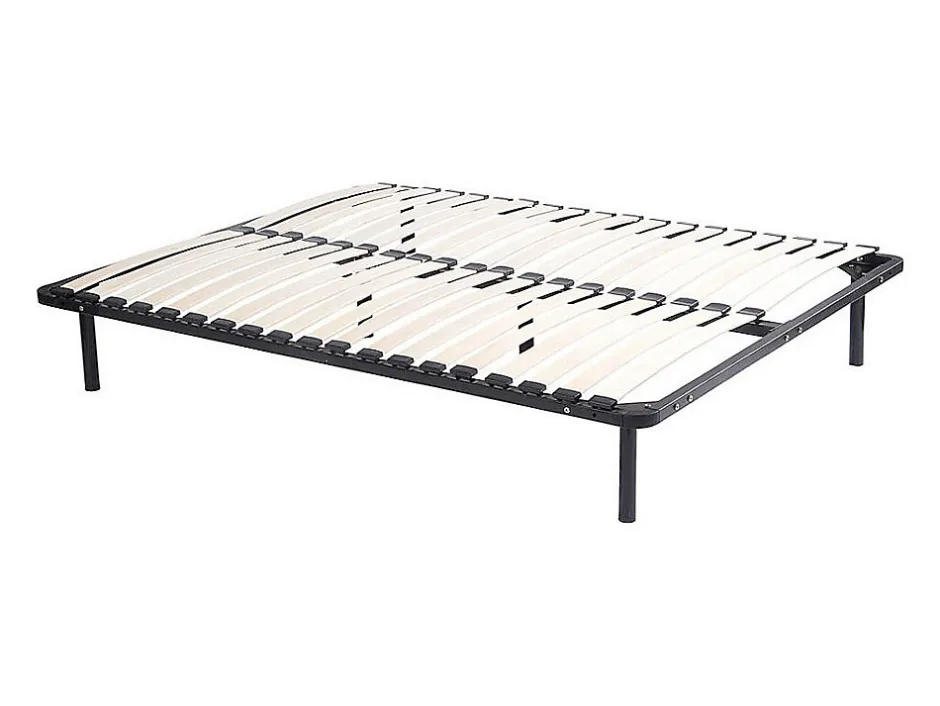 Vente-unique Sommier cadre à lattes 140 x 190 cm - 2x19 lattes - Avec pieds - Noir - KALISTA de YSMÉE