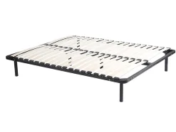 Vente-unique Sommier cadre à lattes 140 x 190 cm - 2x19 lattes - Avec pieds - Noir - KALISTA de YSMÉE