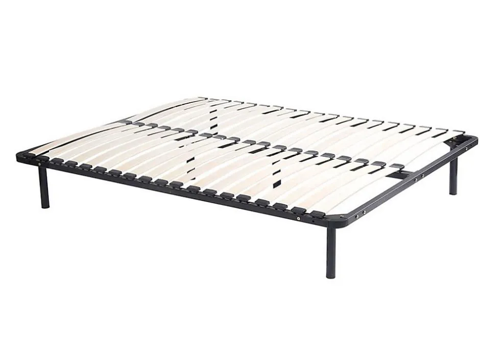 Vente-unique Sommier cadre à lattes 140 x 190 cm - 2x19 lattes - Avec pieds - Noir - KALISTA de YSMÉE