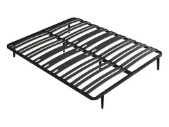 Vente-unique Sommier cadre à lattes 140 x 190 cm - 2 x 15 lattes - 3 zones soutien lombaire renforcé - Avec pied - Noir - CERRISI de YSMÉE