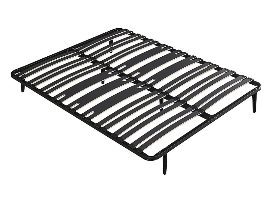 Vente-unique Sommier cadre à lattes 140 x 190 cm - 2 x 15 lattes - 3 zones soutien lombaire renforcé - Avec pied - Noir - CERRISI de YSMÉE