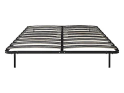 Vente-unique Sommier cadre à lattes 140 x 190 cm - 2 x 15 lattes - 3 zones soutien lombaire renforcé - Avec pied - Noir - CERRISI de YSMÉE