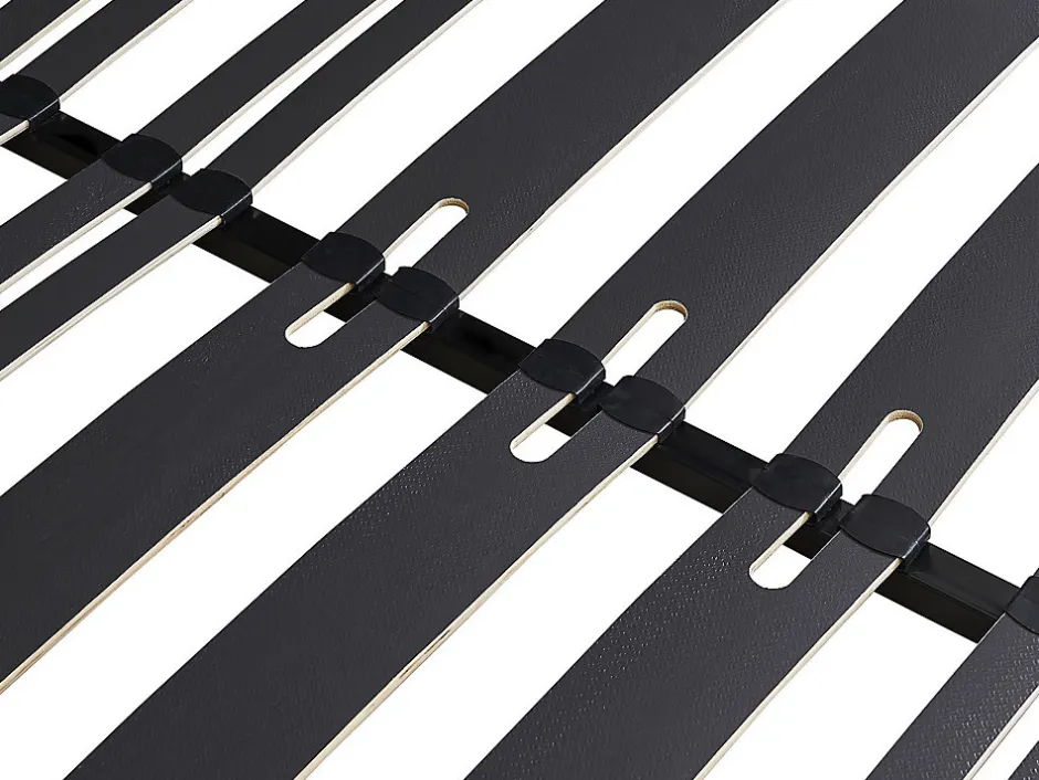 Vente-unique Sommier cadre à lattes 140 x 190 cm - 2 x 15 lattes - 3 zones soutien lombaire renforcé - Avec pied - Noir - CERRISI de YSMÉE