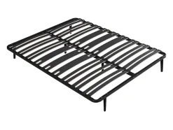Vente-unique Sommier cadre à lattes 140 x 190 cm - 2 x 15 lattes - 3 zones soutien lombaire renforcé - Avec pied - Noir - CERRISI de YSMÉE