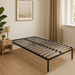 Provence Literie Sommier Cadre à lattes Renforcé 140x190 cm - Compatible avec tous matelas - Soutien réglable - 17 lattes en 9mm - Structure métal