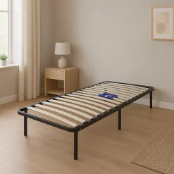 Provence Literie Sommier Cadre à lattes Renforcé 140x190 cm Compatible avec tous matelas Support réglable 17 lattes en 9mm Structure métal 1,2 mm