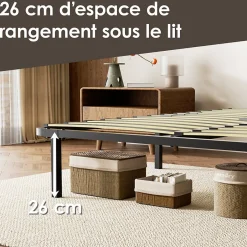 Generique Sommier cadre à lattes 140x190 cm, 2x14 rangs