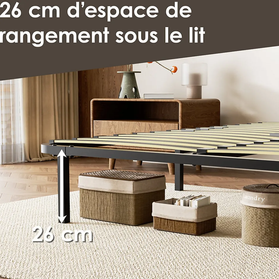 Generique Sommier cadre à lattes 140x190 cm, 2x14 rangs