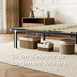 Generique Sommier cadre à lattes 140x190 cm, 2x14 rangs