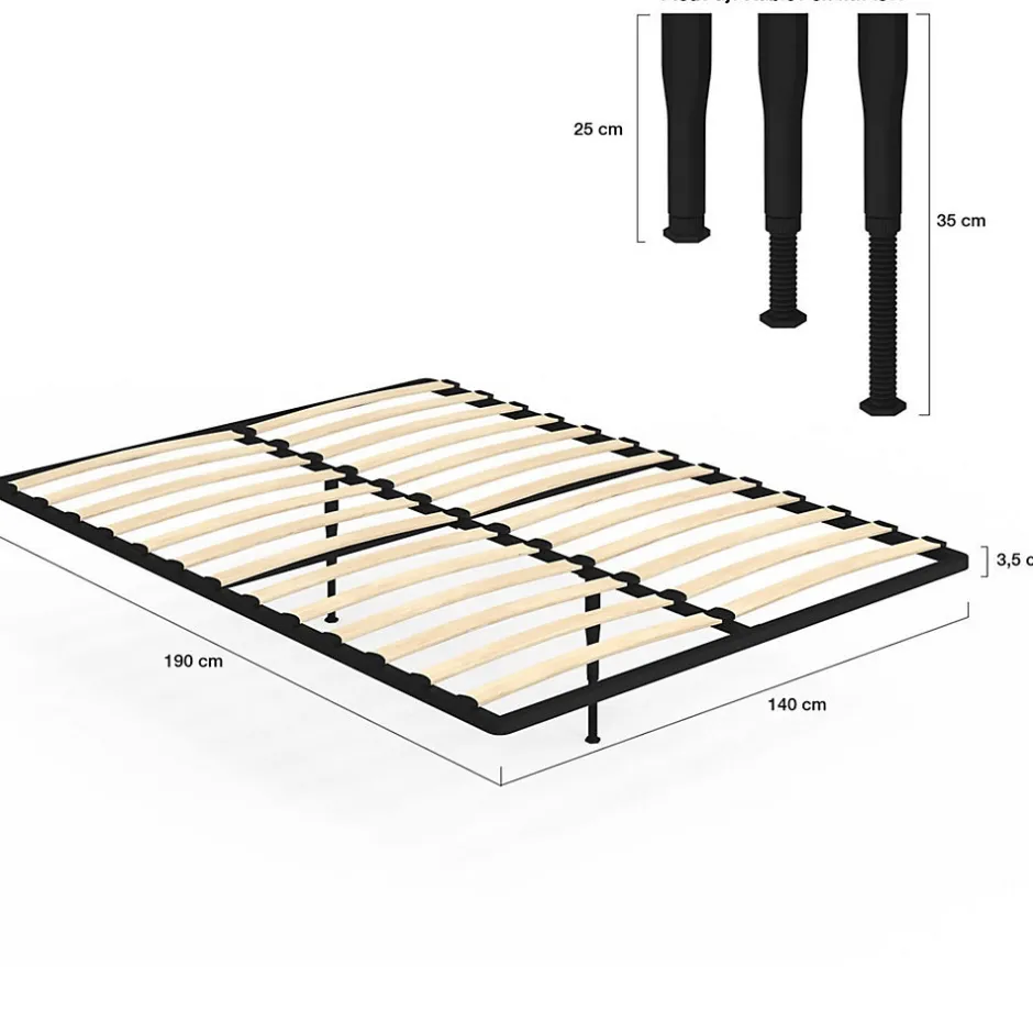 IDMarket Sommier cadre métal à lattes fixe 140 x 190 cm