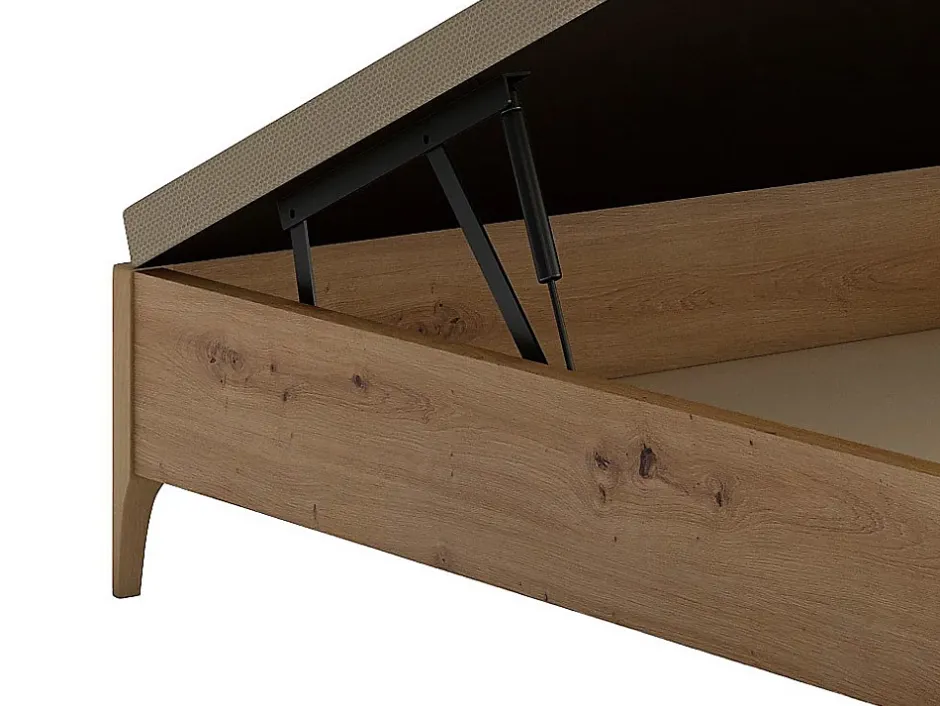 Vente-unique Sommier coffre 140 x 190 cm - Naturel clair - VEONA de YSMÉE Outlet