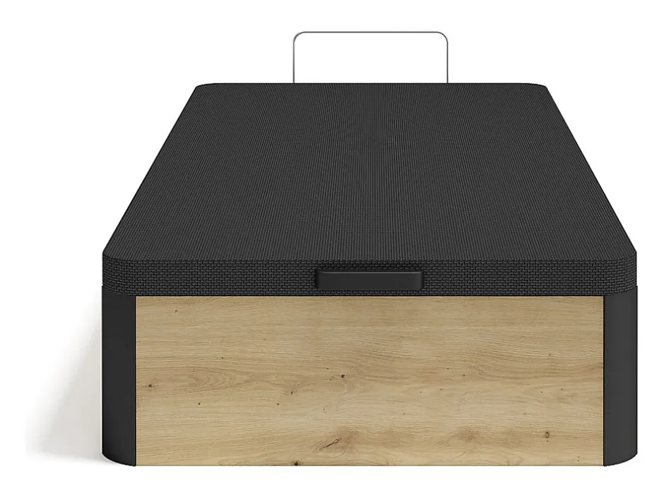 Vente-unique Sommier coffre 90 x 190 cm - Naturel clair et noir - NAMOSI de YSMÉE