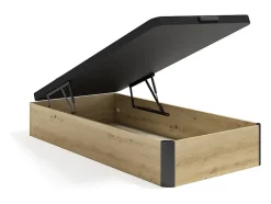 Vente-unique Sommier coffre 90 x 190 cm - Naturel clair et noir - NAMOSI de YSMÉE