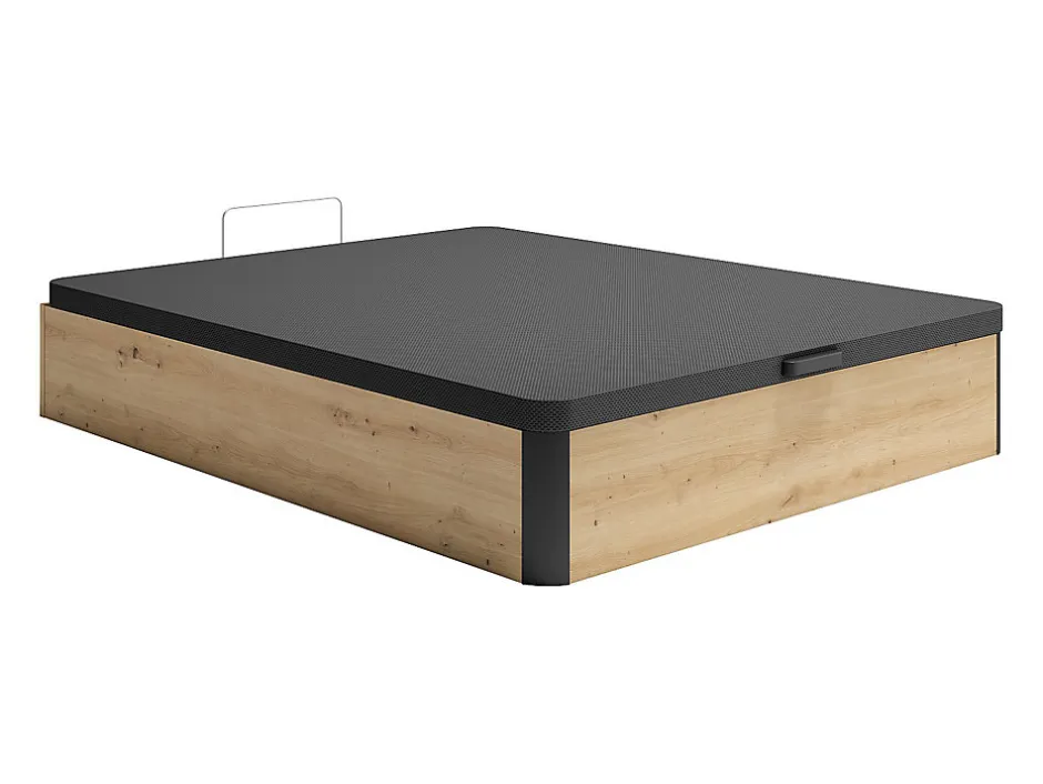 Vente-unique Sommier coffre 120 x 200 cm - Naturel clair et noir - NAMOSI de YSMÉE