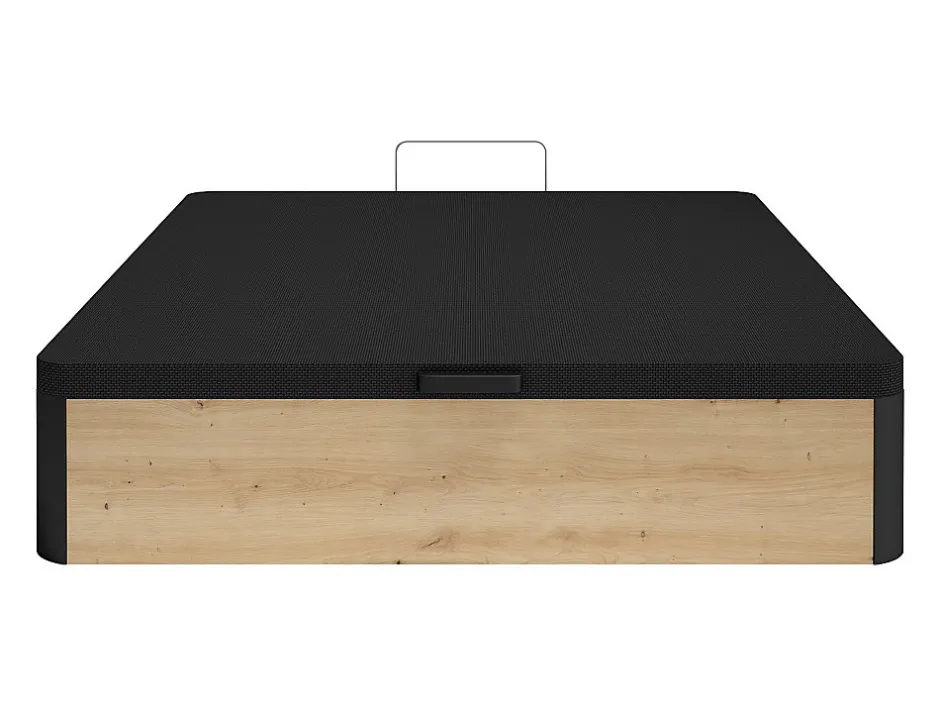 Vente-unique Sommier coffre 120 x 200 cm - Naturel clair et noir - NAMOSI de YSMÉE