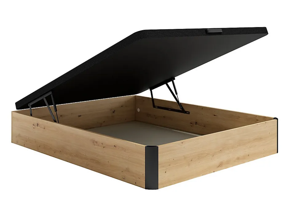 Vente-unique Sommier coffre 120 x 200 cm - Naturel clair et noir - NAMOSI de YSMÉE