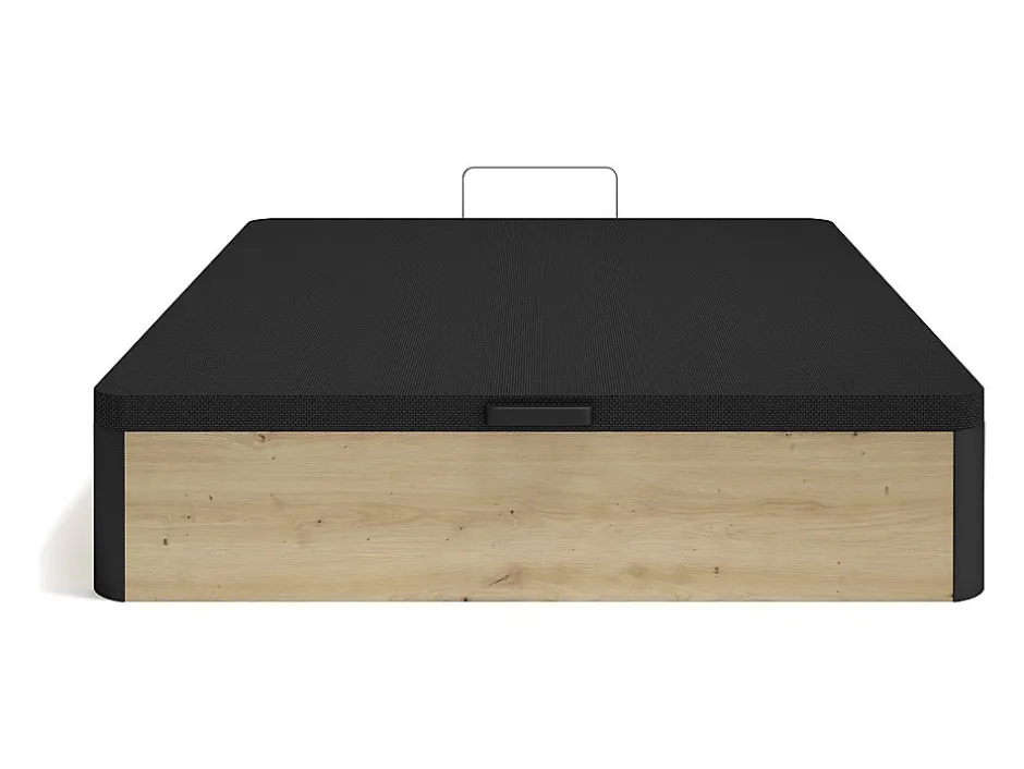 Vente-unique Sommier coffre 140 x 190 cm - Naturel clair et noir - NAMOSI de YSMÉE