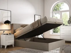 Vente-unique Sommier coffre 160 x 200 cm - Tissu beige - CENOVAS de YSMÉE