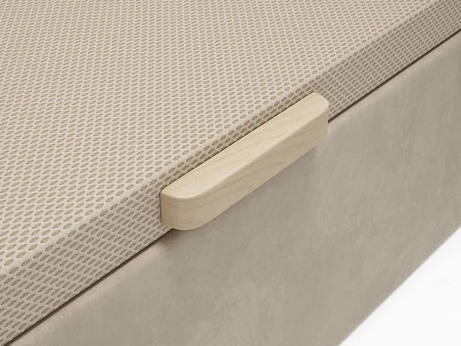Vente-unique Sommier coffre 160 x 200 cm - Tissu beige - CENOVAS de YSMÉE