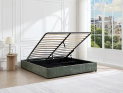 Vente-unique Sommier coffre 160 x 200 cm en tissu texturé - Vert - FIRMEO de YSMÉE