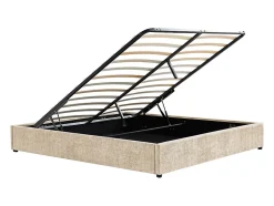 Vente-unique Sommier coffre 160 x 200 cm en tissu texturé - Beige - FIRMEO de YSMÉE Discount