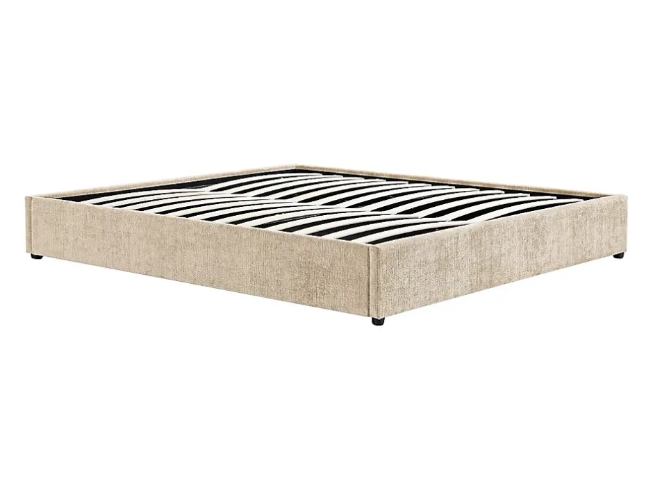 Vente-unique Sommier coffre 160 x 200 cm en tissu texturé - Beige - FIRMEO de YSMÉE Discount