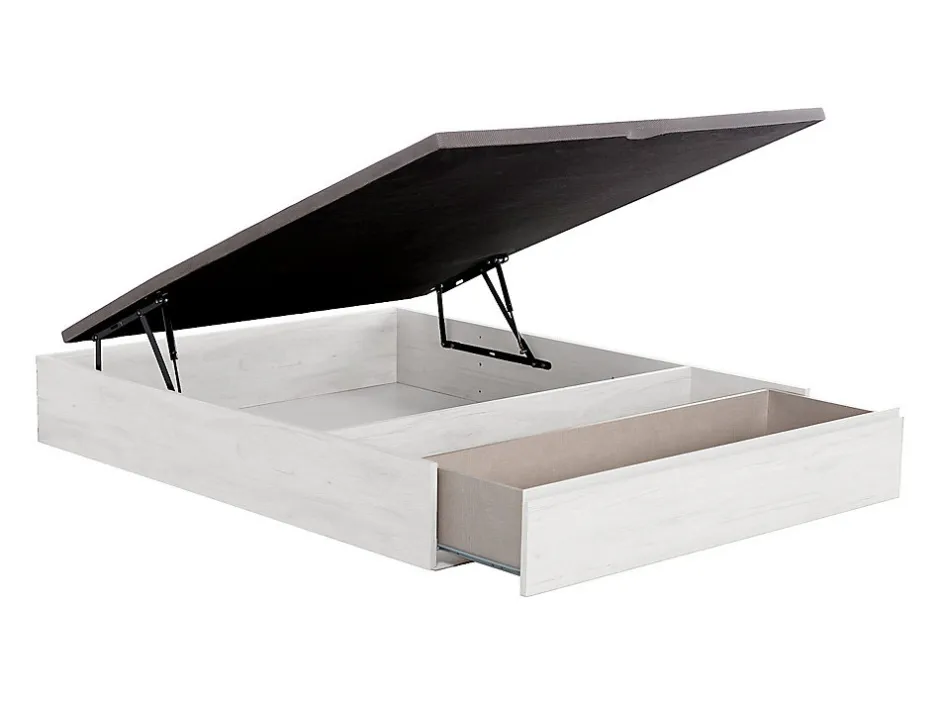 Vente-unique Sommier coffre avec tiroir 140 x 190 cm - Blanc - HESTIA de YSMÉE