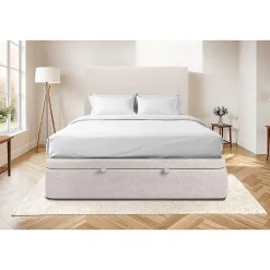 Sommeil De Plomb Sommier Coffre Tissu Beige clair 140x200 H39cm New