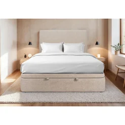 Sommeil De Plomb Sommier Coffre Tissu Beige brun 140x190 H39cm
