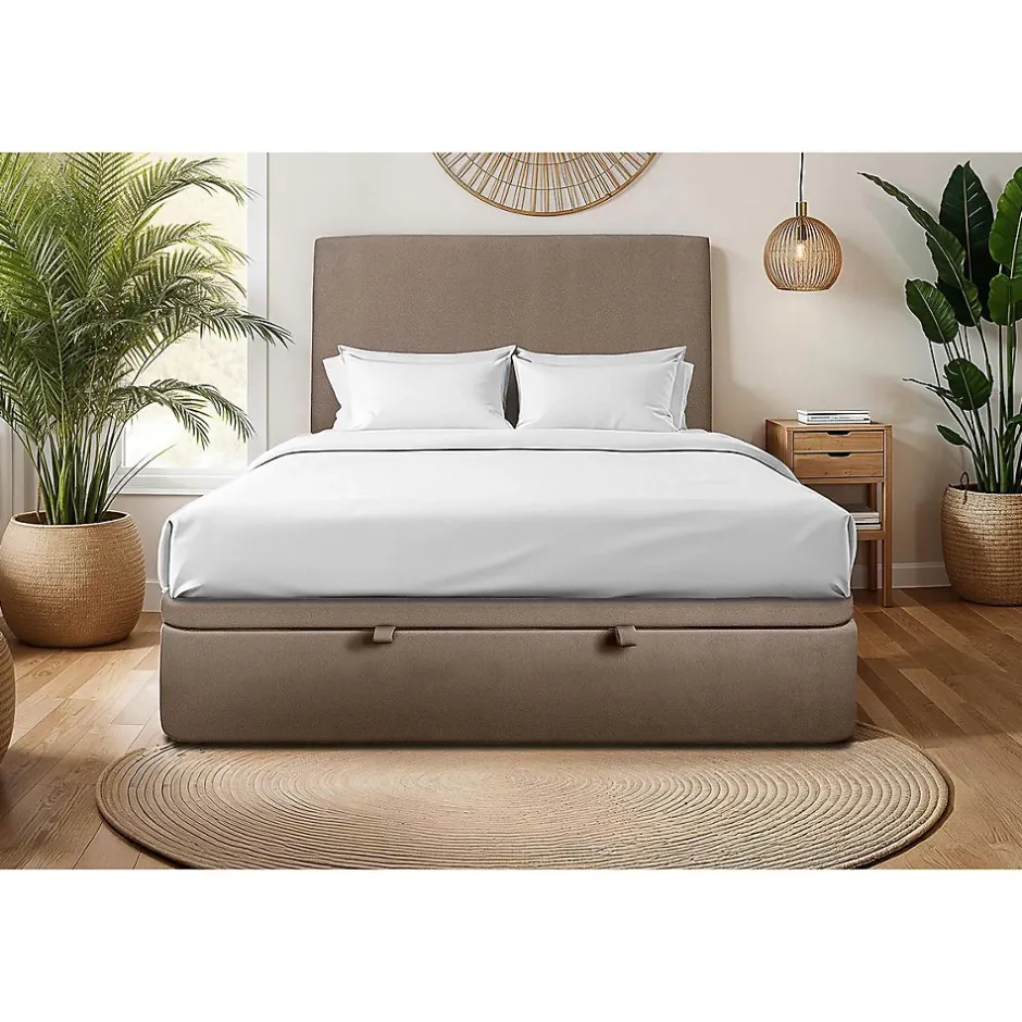 Sommeil De Plomb Sommier Coffre Velours Taupe 200x200 H39cm Sale