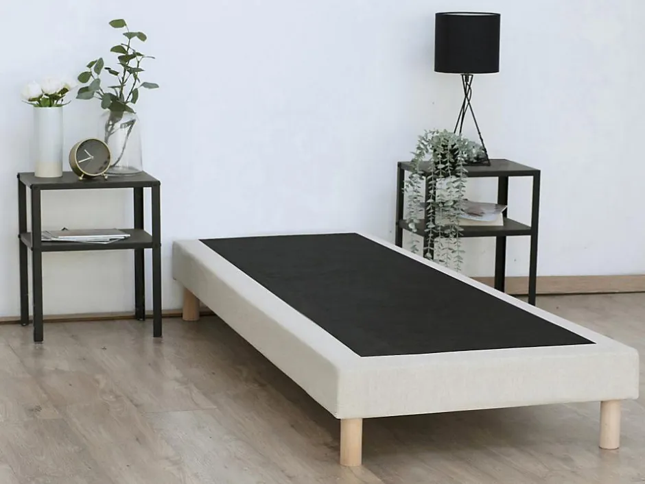 Vente-unique Sommier déco tapissier 90 x 190 cm - Beige - KOZANI de YSMÉE