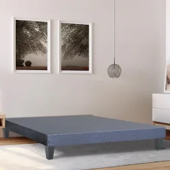 Olympe Literie Sommier en bois Tapissier Kit 140x190 cm Coloris Gris ciment Livré en kit