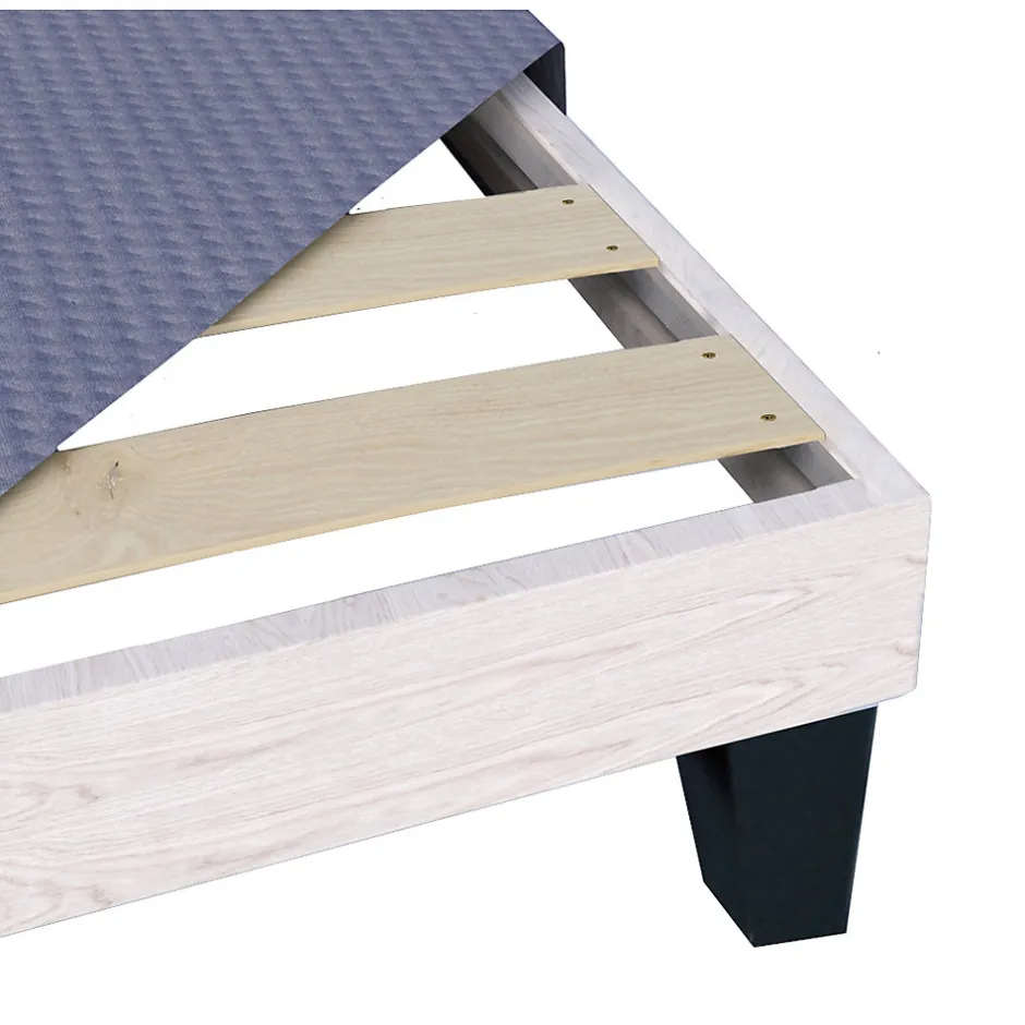 Olympe Literie Sommier en bois Tapissier Kit 140x190 cm Coloris Gris ciment Livré en kit