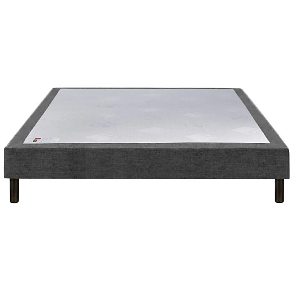 Epeda Sommier CONFORT MEDIUM DECO NATURE 90x200 Tissu gris foncé Lattes Discount