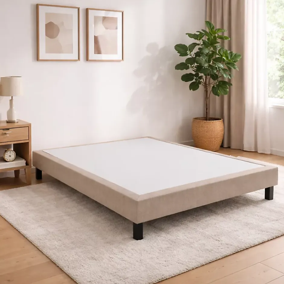 Epeda Sommier CONFORT MEDIUM DECO NATURE 180x200 Tissu gris foncé Lattes Sale