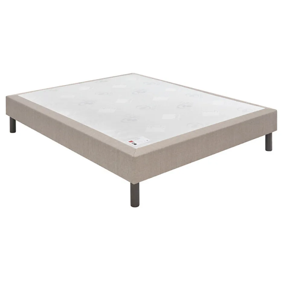 Epeda Sommier CONFORT MEDIUM DECO NATURE 200x200 Tissu gris foncé Lattes