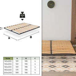 Monmobilierdesign Sommier Ergonomique à Lattes Larges Et Flexibles En Bois De Bouleau 180x200 Cm Sans Pieds