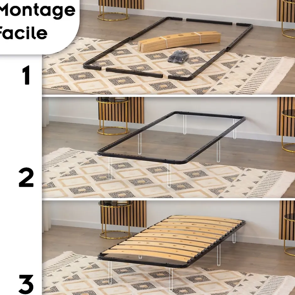 Monmobilierdesign Sommier Ergonomique à Lattes Larges Et Flexibles En Bois De Bouleau 80x200 Cm Sans Pieds Online