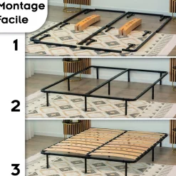 Monmobilierdesign Sommier Ergonomique à Lattes Larges Et Flexibles En Bois De Bouleau 180x200 Cm Avec Pieds