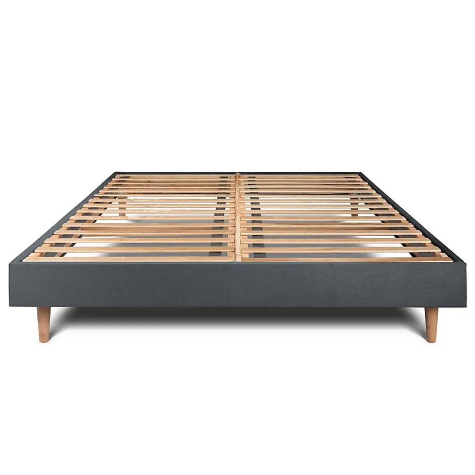 Sommeil De Plomb Sommier Kit Velours Gris anthracite 150x200 H29cm Clearance