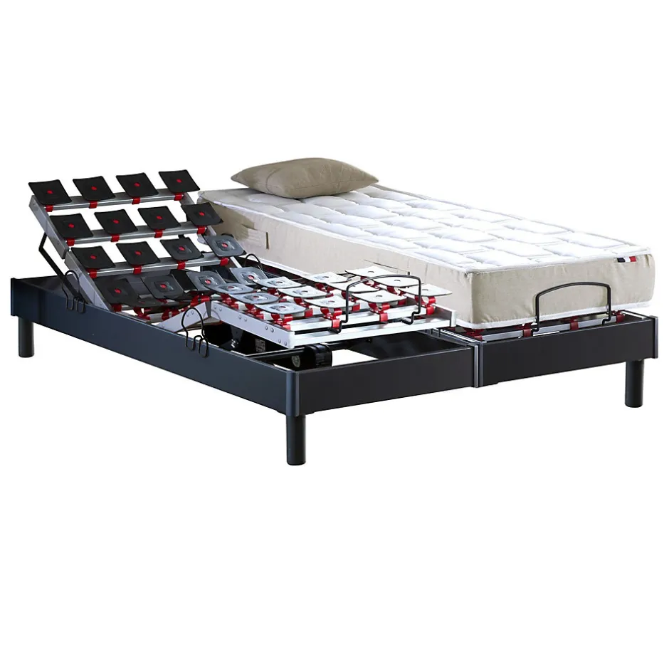 Idliterie Sommier électrique à plots et matelas 100% latex 2x80x200