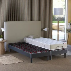Idliterie Sommier électrique à plots et matelas 100% latex 2x80x200
