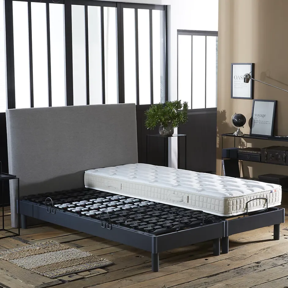 Idliterie Sommier électrique à plots et matelas 100% latex 2x90x200 Hot