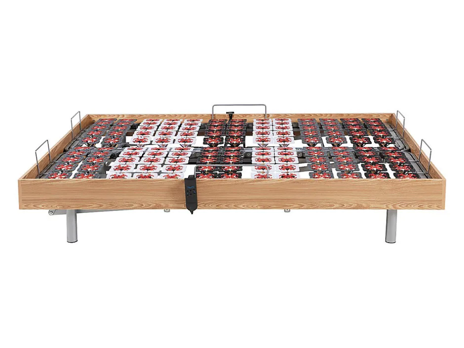 Vente-unique Sommier électrique de relaxation déco 2x78 plots - 2 x 90 x 200 cm - Chêne naturel - NAFURI de YSMÉE Online