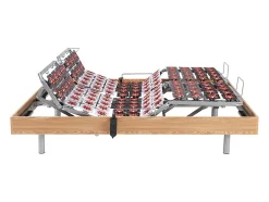 Vente-unique Sommier électrique de relaxation déco 2x78 plots - 2 x 90 x 200 cm - Chêne naturel - NAFURI de YSMÉE Online
