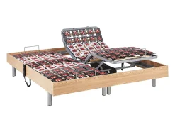 Vente-unique Sommier électrique de relaxation déco 2x78 plots - 2 x 90 x 200 cm - Chêne naturel - NAFURI de YSMÉE Online