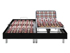 Vente-unique Sommier électrique de relaxation déco 2x65 plots - 2 x 80 x 200 cm - Noir - NAFURI de YSMÉE